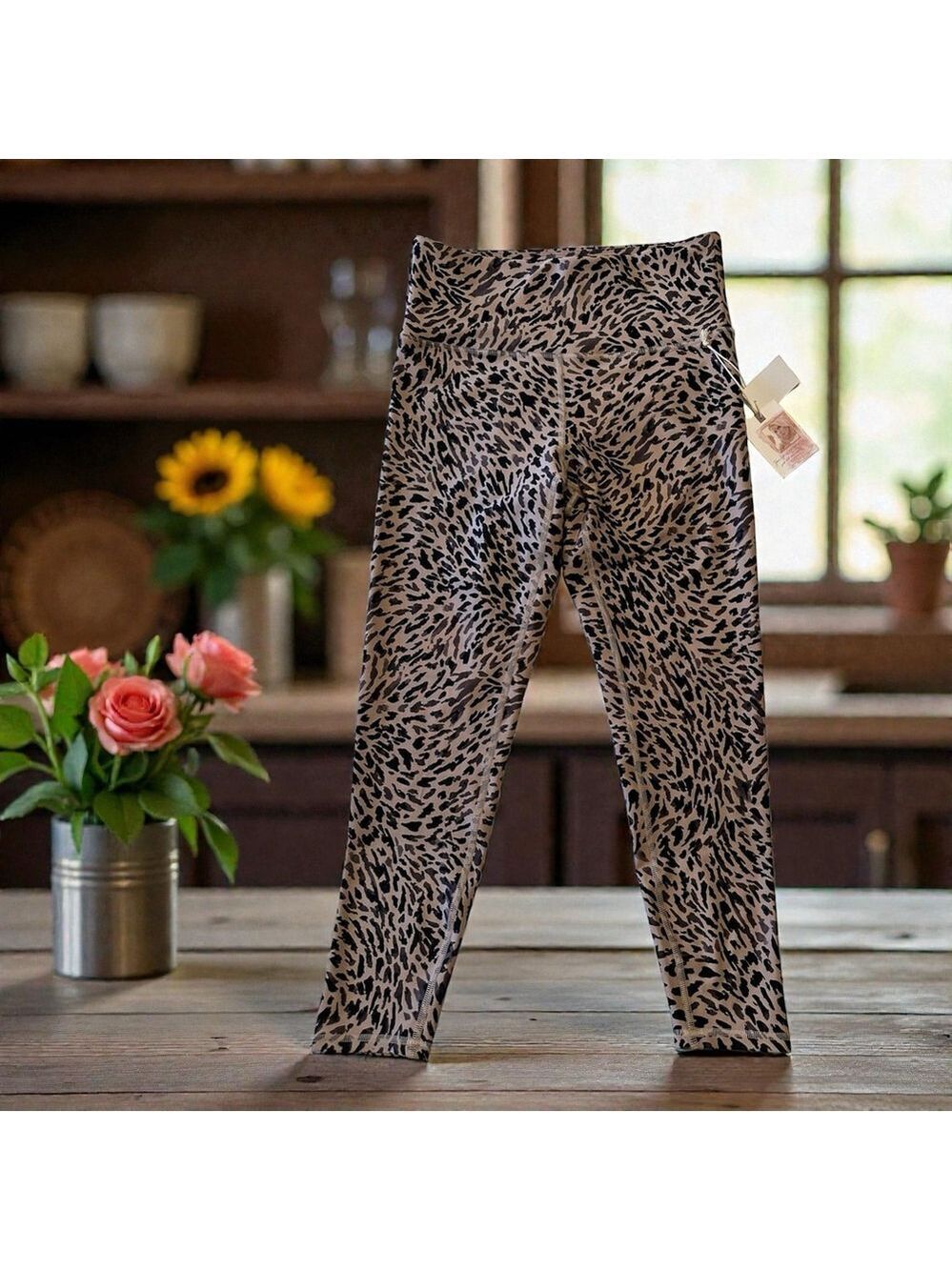 Jessica Simpson Animal Print Leggings Womens Large Ultra Soft Activewear NWT NEW
